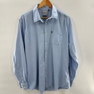 Barbour Men's Plaid Long Sleeve Tailored Fit Flannel Shirt Blue Casual Size XL